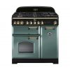 Falcon Classic Deluxe 90 Dual Fuel Mineral Green with Brass Trim