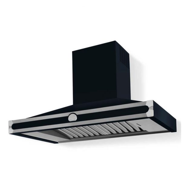 HS1DN21ET0 CornuFe 110 Rangehood Dark Navy Blue Brushed Nickel Corners and Stainless Steel Frame