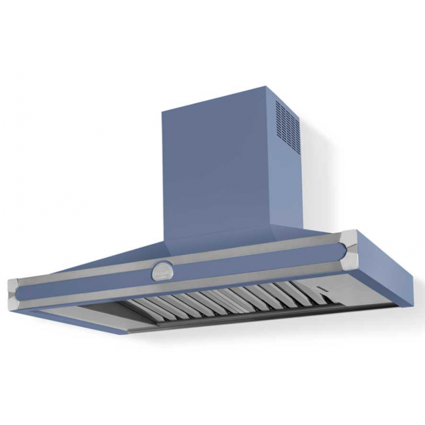 HS1PN21ET0 CornuFe 110 Rangehood Paris Blue Brushed Nickel Corners and Stainless Steel Frame