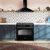 Falcon Classic FX 90 Black Lifestyle with no mini splashback and FALHDCP90 Rangehood