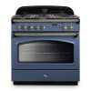 Falcon Classic FX 90cm Dual Fuel Range Cooker Stone Blue and Brass CLA90FXDFSBBR